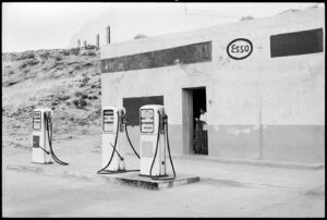 Filling station in the Sahara, Tunisia, 1976