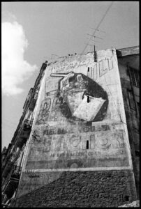 Mural advertising cigarettes; Oran, Algeria, 1976